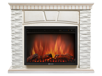 Портал Firelight Porto 25U (угловой) камень белый, шпон белёный дуб